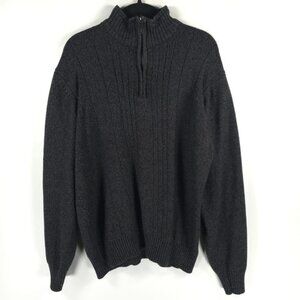 OSCAR DE LA RENTA 1/4 Zip Rib Mock Neck Hem Cuffs‎ Pullover Sweater Size XL